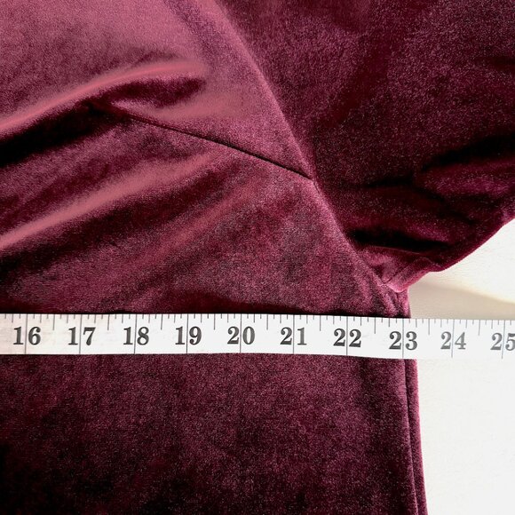 Lauren Ralph Lauren 1X BURGUNDY Velvet Flutter Sleeve Blouse Top Shirt - Picture 4 of 10